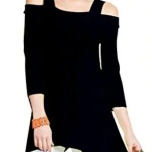 Clara Sun Woo Cold Shoulder Tunic Black Travel Size XS
